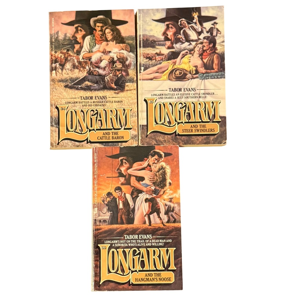 3 Longarm Western Books Tabor Evans 64 65 66 Cattle Baron Steer Swindlers 1984